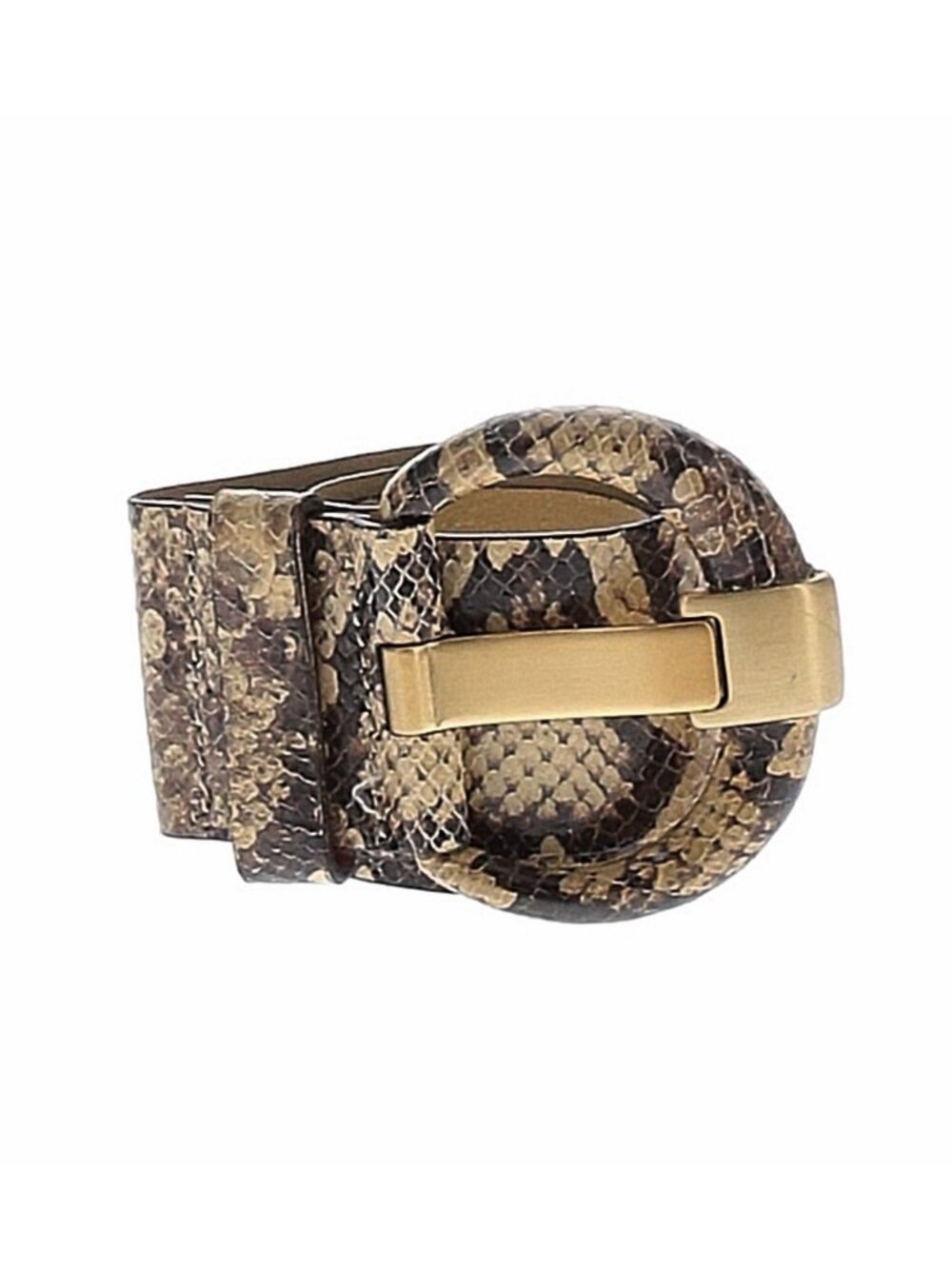Snake Print Wide Leather Belt M Large Buckle Old Money Preppy